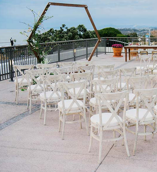 wedding venue setup at Del Mar Plaza